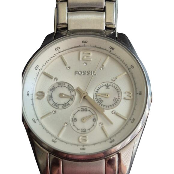 Fossil Ladies Watch BQ 1070 • 40 mm Pearl Dial • Day/Date • Original Band 5 ATM - Picture 1 of 8